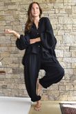 Hush Pillow Cotton Nero Boyfriend Shirt Black